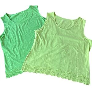 TWO! Coldwater Creek Sleeveless Knit Tops Bundle Green Shades Size 2X